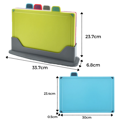 Set de 4 planches à découper avec support