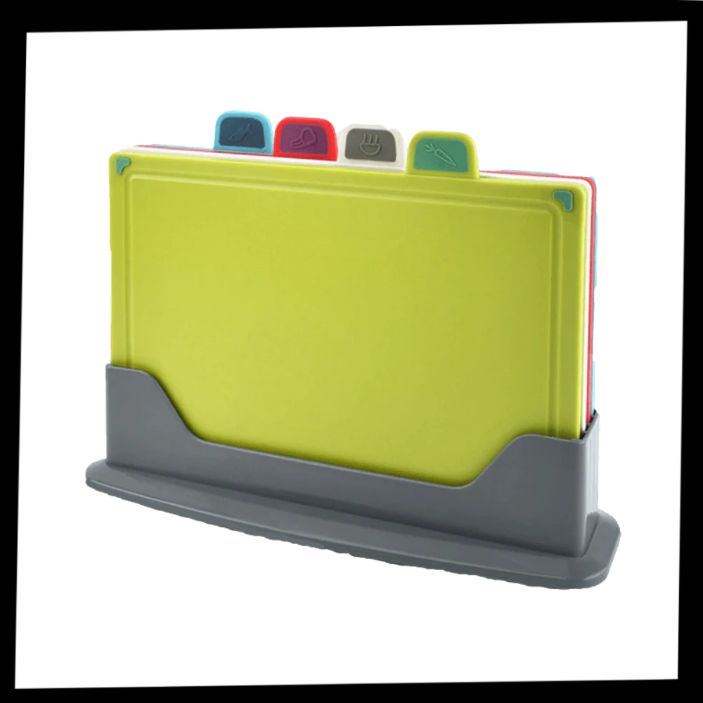 Set de 4 planches à découper avec support