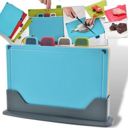 Set de 4 planches à découper avec support