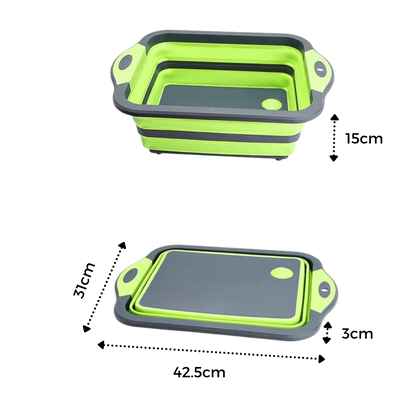 Planche à découper pliable avec panier