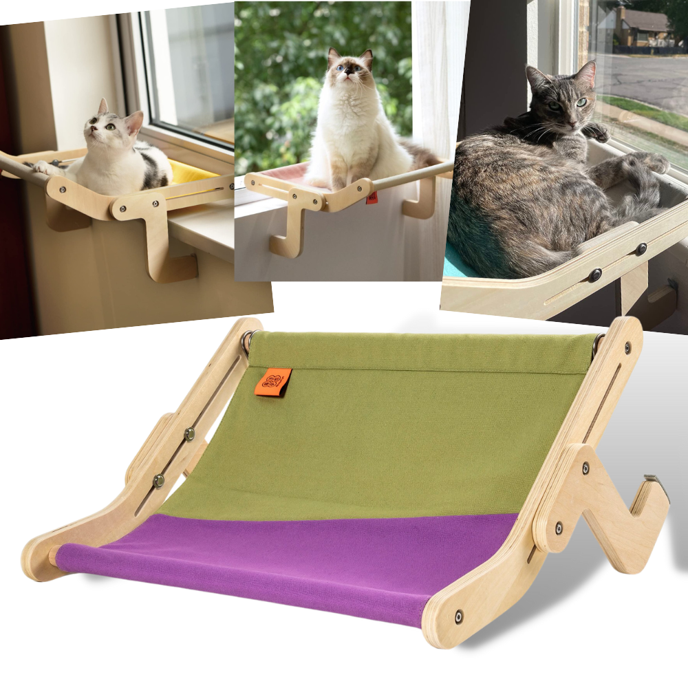 Perchoir de fenêtre en bois pour chat