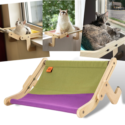 Perchoir de fenêtre en bois pour chat