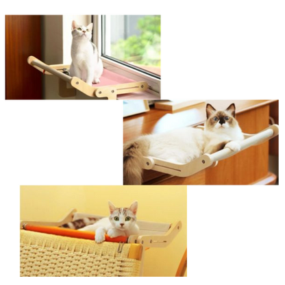Perchoir de fenêtre en bois pour chat