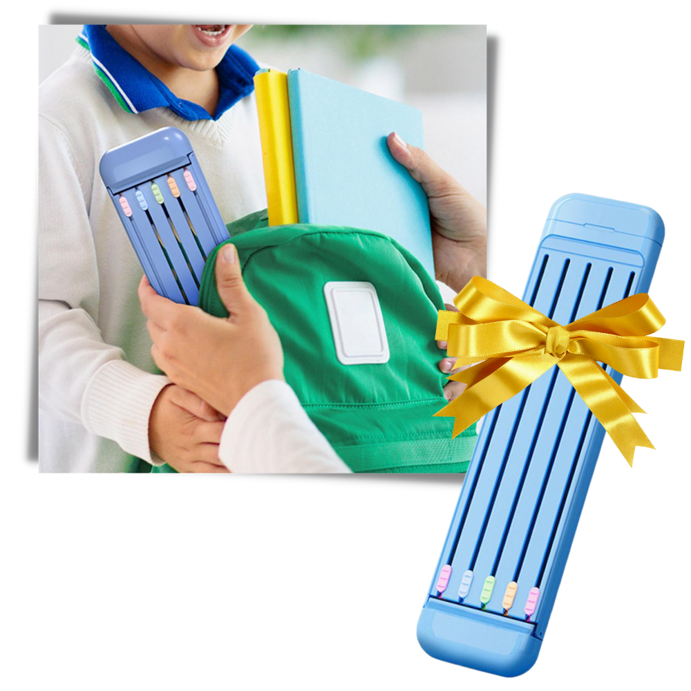 Trousse à crayons rigide avec crayons et règle