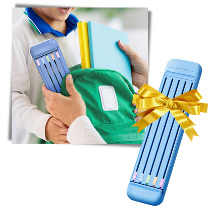 Trousse à crayons rigide avec crayons et règle