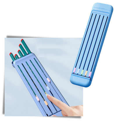 Trousse à crayons rigide avec crayons et règle