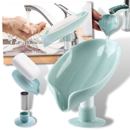 Porte-savon en forme de feuille avec égouttoir