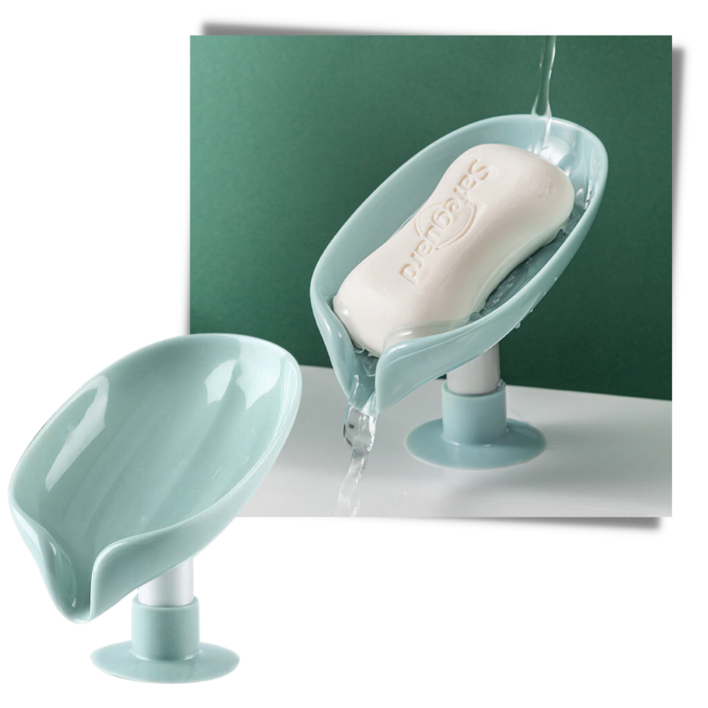 Porte-savon en forme de feuille avec égouttoir