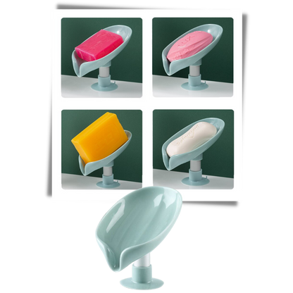 Porte-savon en forme de feuille avec égouttoir