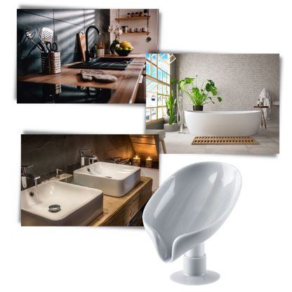 Porte-savon en forme de feuille avec égouttoir