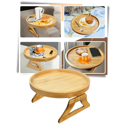 Table d'accoudoir en bois pliable