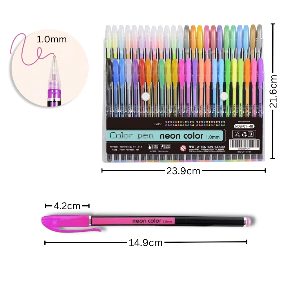 Set de 48 stylos gel pailletés
