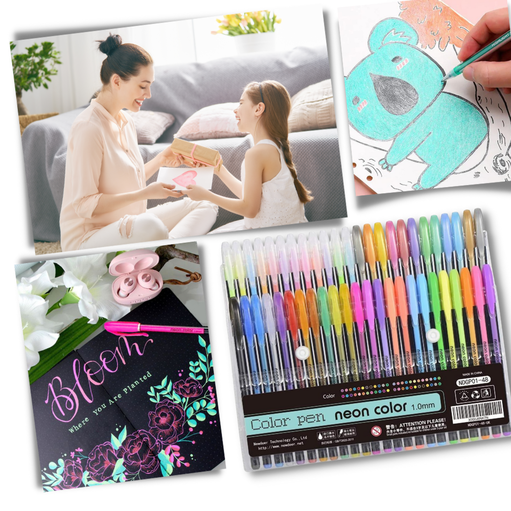 Set de 48 stylos gel pailletés