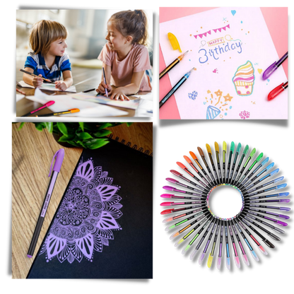 Set de 48 stylos gel pailletés