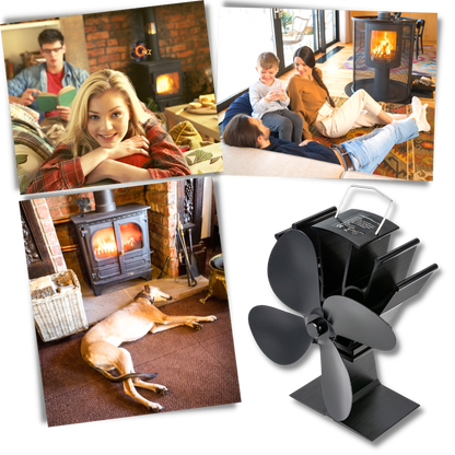 Ventilateur de poêle à 4 pales alimenté par la chaleur pour cheminées