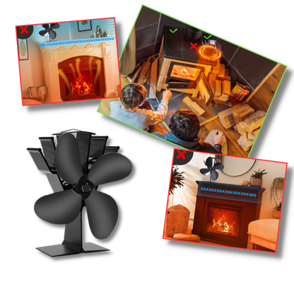 Ventilateur de poêle à 4 pales alimenté par la chaleur pour cheminées