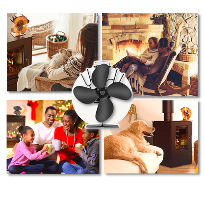 Ventilateur de poêle à 4 pales alimenté par la chaleur pour cheminées