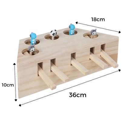 Jouet interactif en bois à 5 trous pour chat