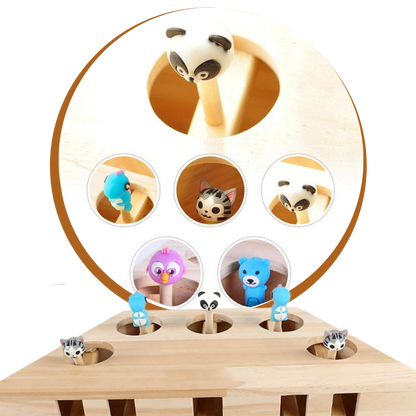 Jouet interactif en bois à 5 trous pour chat