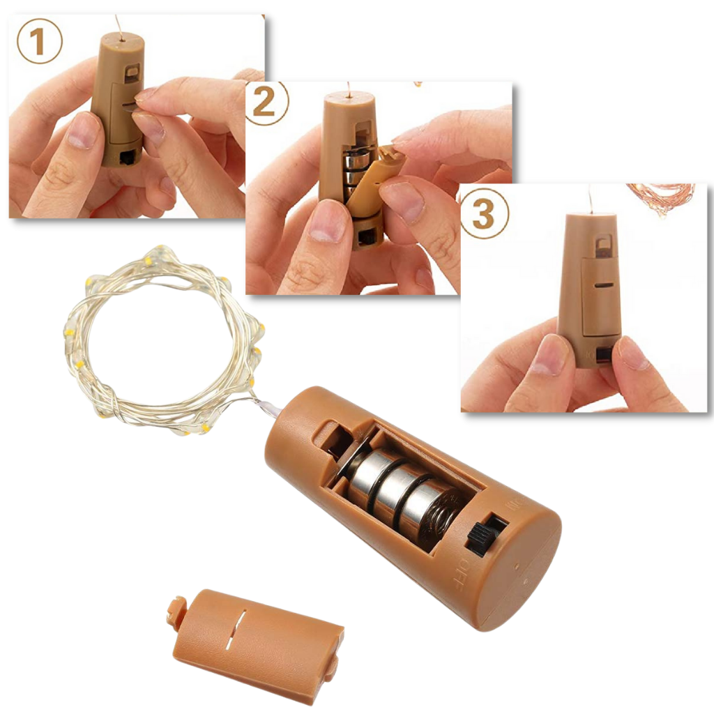 Guirlande lumineuse LED pour bouteille avec bouchon (lot de 3)