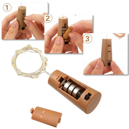 Guirlande lumineuse LED pour bouteille avec bouchon (lot de 3)