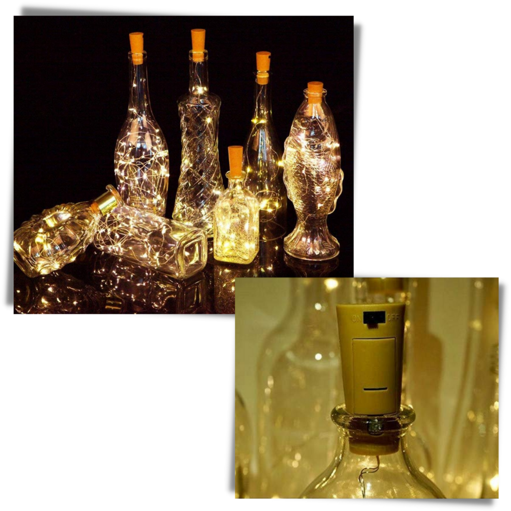 Guirlande lumineuse LED pour bouteille avec bouchon (lot de 3)