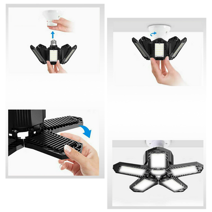 Lumière de garage avec 5 panneaux pliables