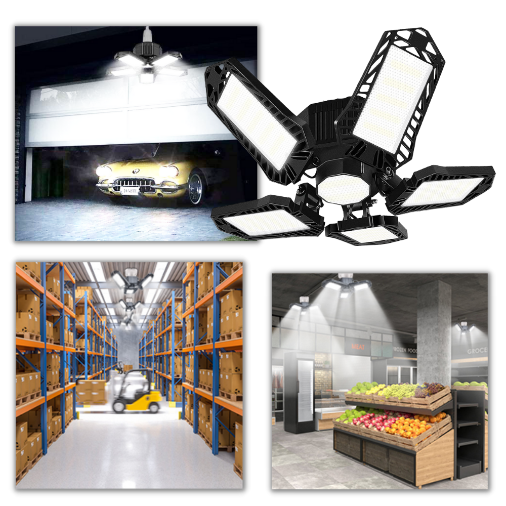 Lumière de garage avec 5 panneaux pliables
