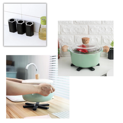 Support de récipients pliable et hexagonal