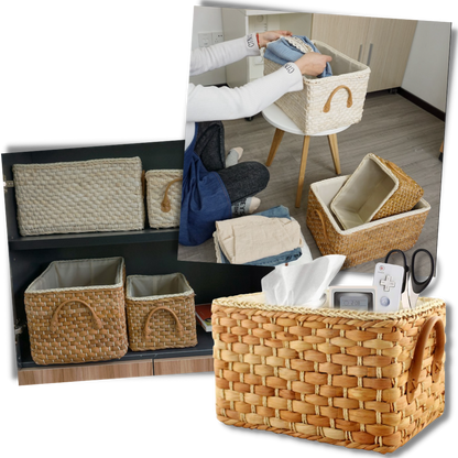 Panier en osier tressé à la main