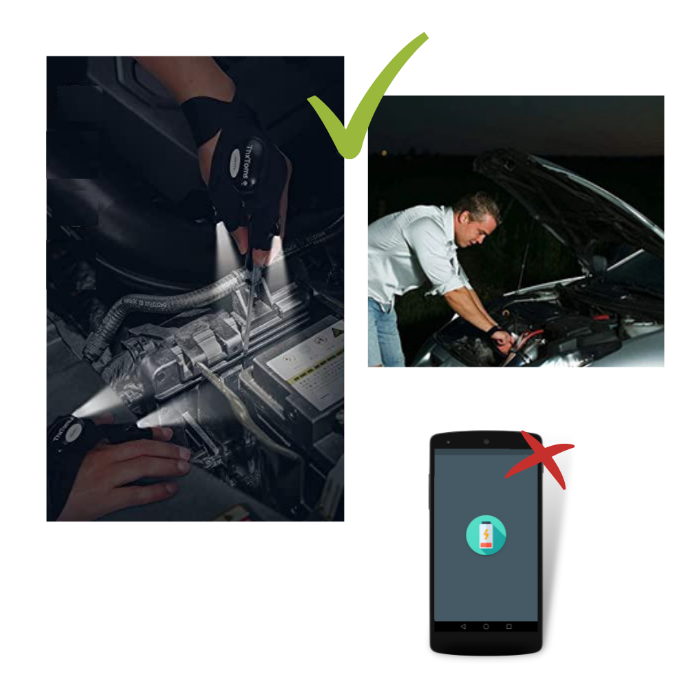 Paire de gants à LED avec lumières étanches