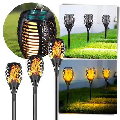 Lampe torche solaire à LED avec flamme