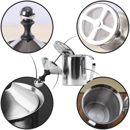 Mousseur manuel en acier inoxydable 400 ml