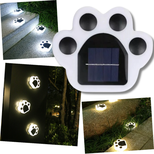 Lumière de chemin en forme d'empreinte de patte à énergie solaire