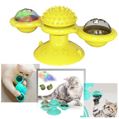 Jouet pour chat "moulin à vent rotatif" avec brosse