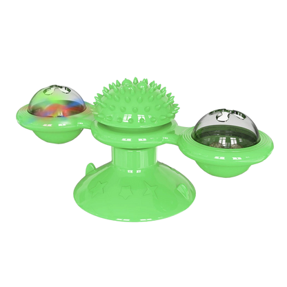Jouet pour chat "moulin à vent rotatif" avec brosse