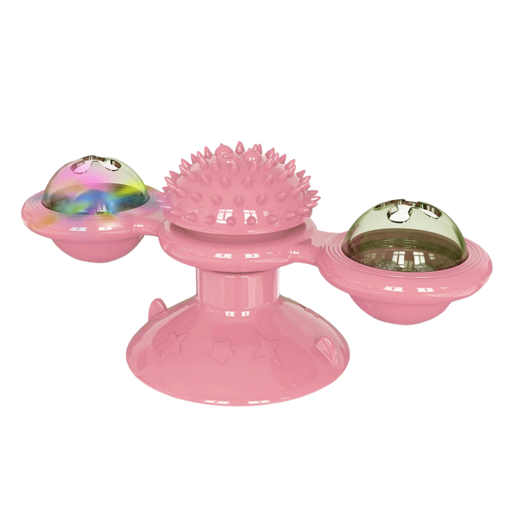 Jouet pour chat "moulin à vent rotatif" avec brosse