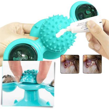 Jouet pour chat "moulin à vent rotatif" avec brosse