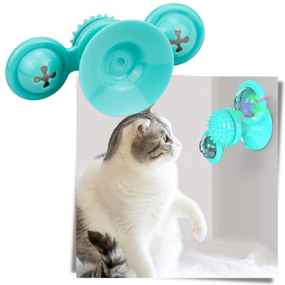 Jouet pour chat "moulin à vent rotatif" avec brosse