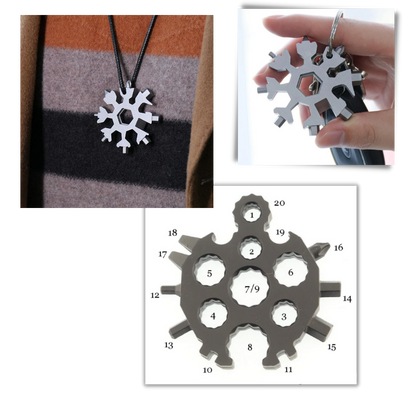 Outil Flocon de neige multifonctionnel 18-en-1 en acier inoxydable