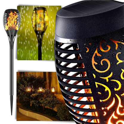 Lampe torche solaire à LED avec flamme