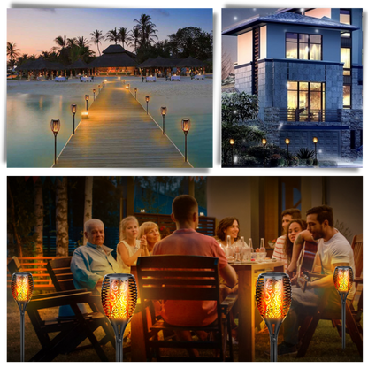 Lampe torche solaire à LED avec flamme