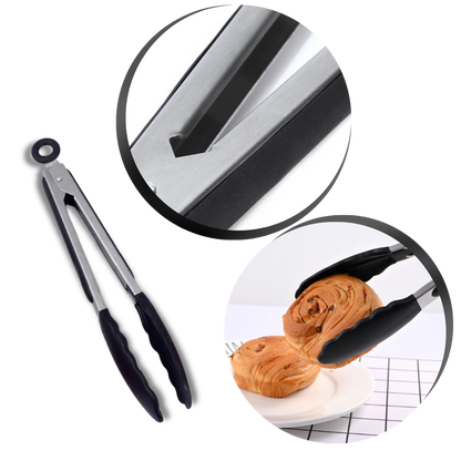 Pince de barbecue en acier inoxydable avec poignée en silicone