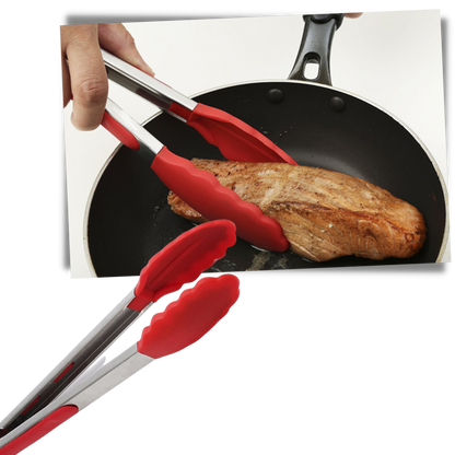 Pince de barbecue en acier inoxydable avec poignée en silicone