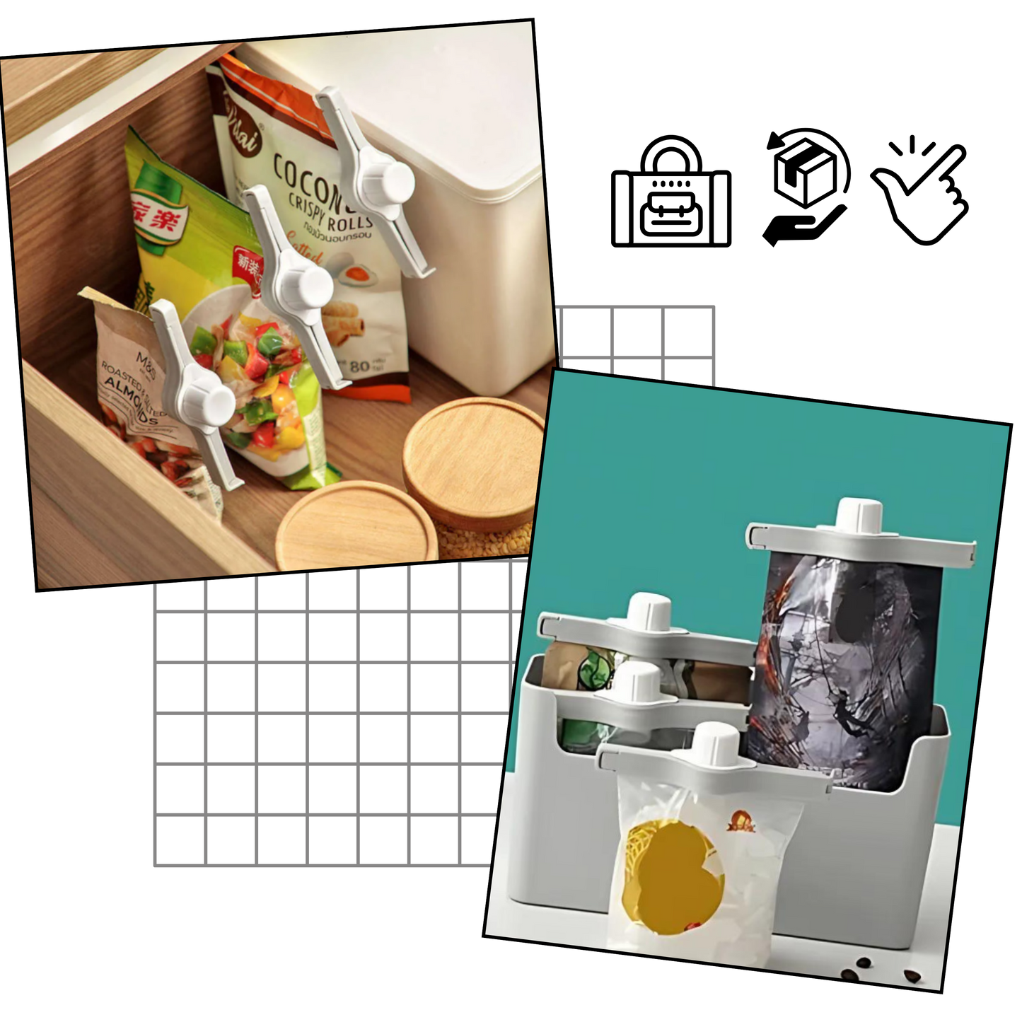 Pinces hermétiques pour sacs de chips