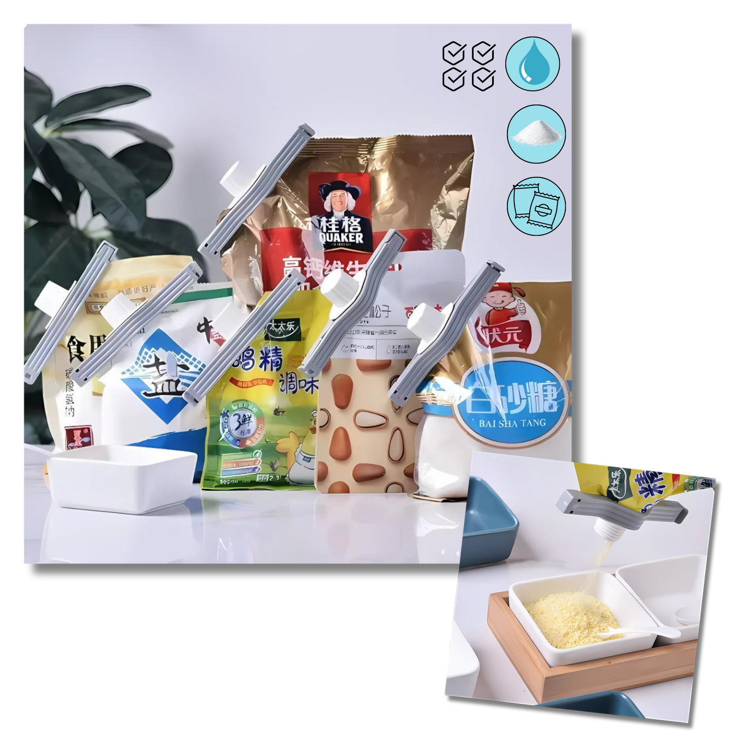 Pinces hermétiques pour sacs de chips