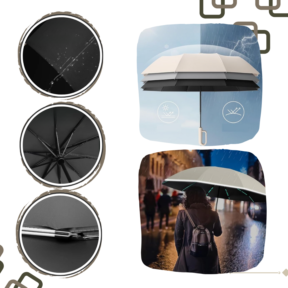 Parapluie résistant au vent à verrouillage automatique