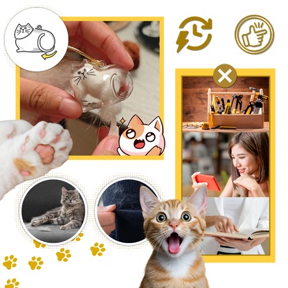 Porte-clés capsule poils de chat