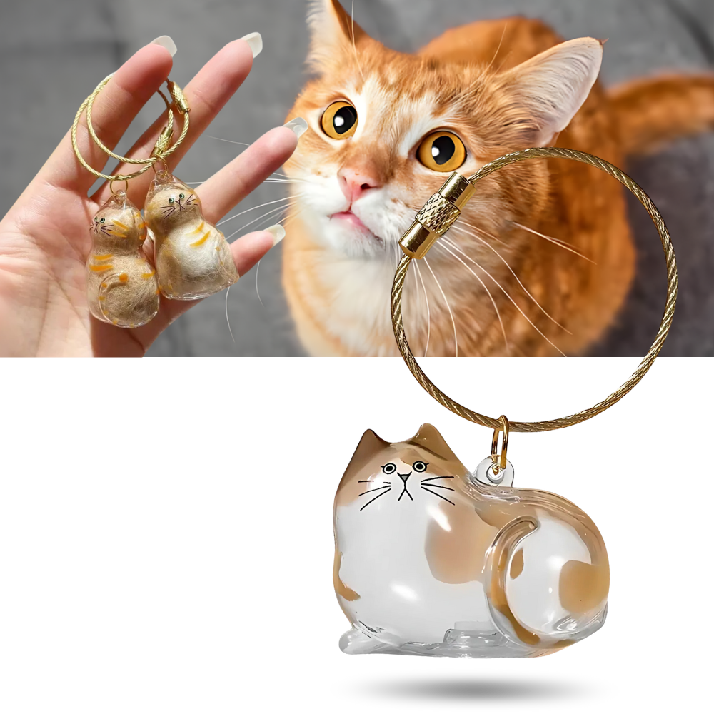 Porte-clés capsule poils de chat