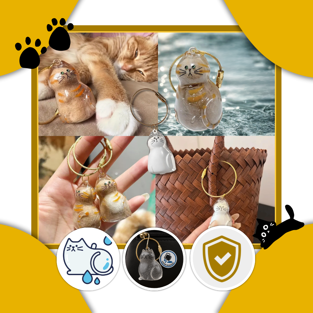 Porte-clés capsule poils de chat